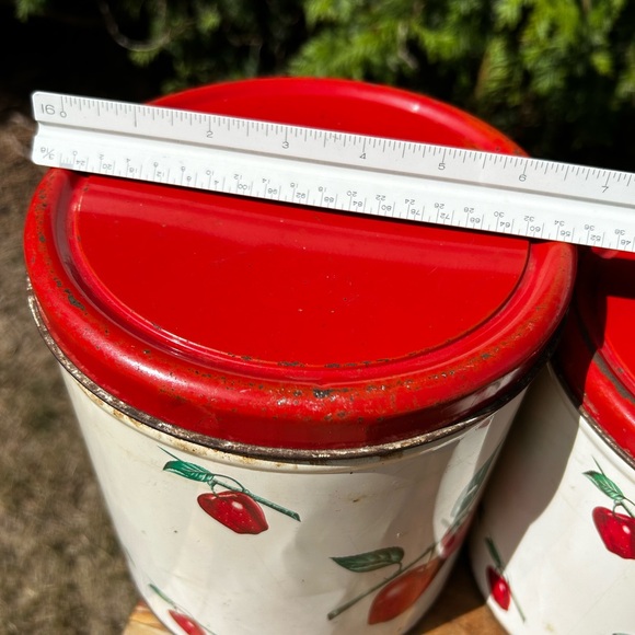 Vintage Decoware Canister Set in Red Apple Design / Set of 3 Decoware Red Canist - Picture 5 of 11